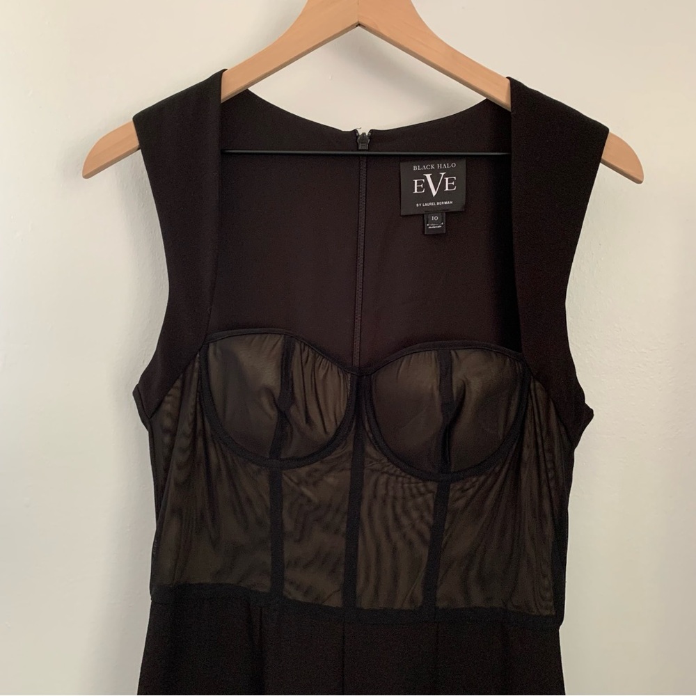 Black Halo Black Sheer Jumpsuit - Picture 3 of 11